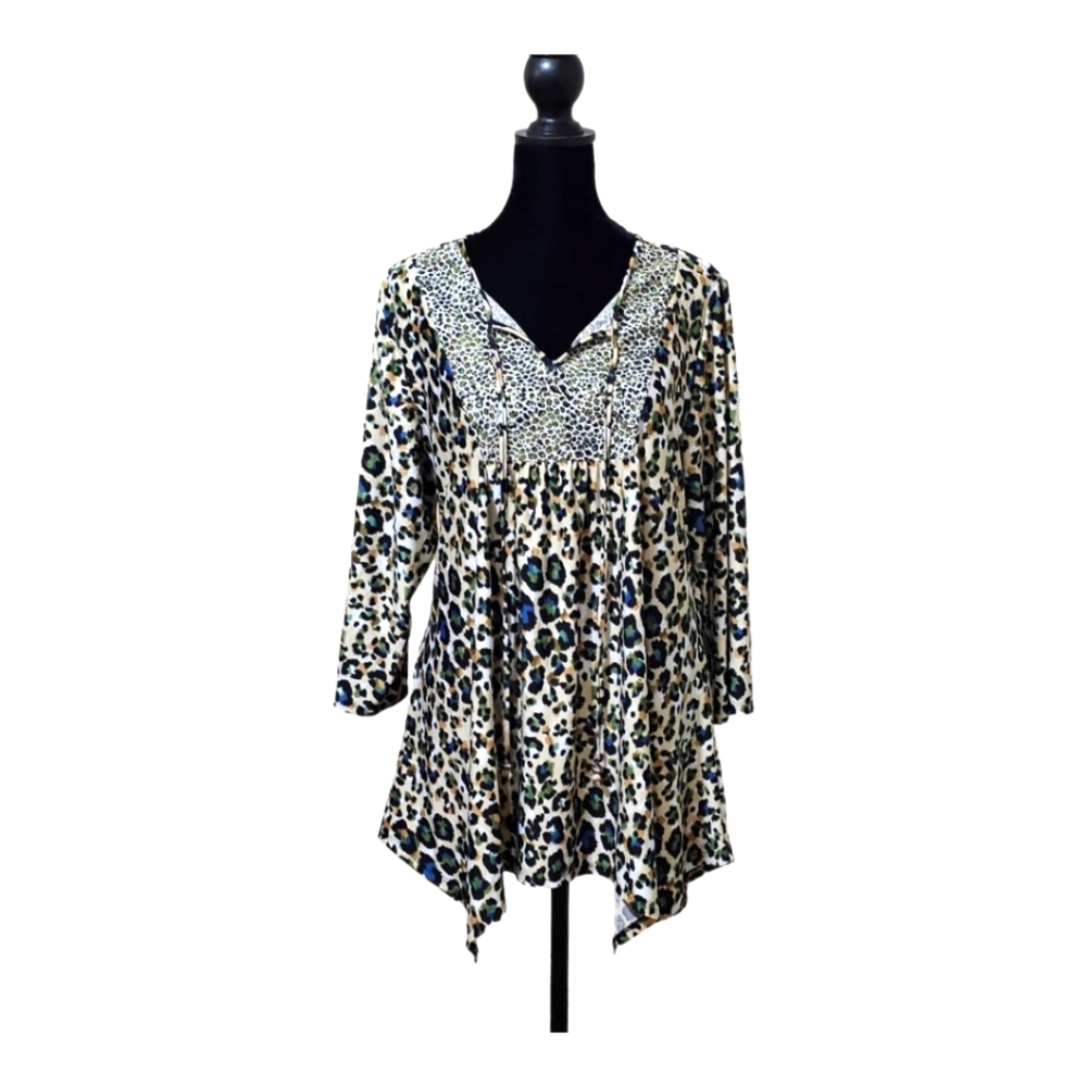 KIM ROGERS CURVY Women's Animal Print Asymmetrical Tunic XL